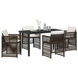 Garden Dining Set 5 pcs Brown Poly rattan