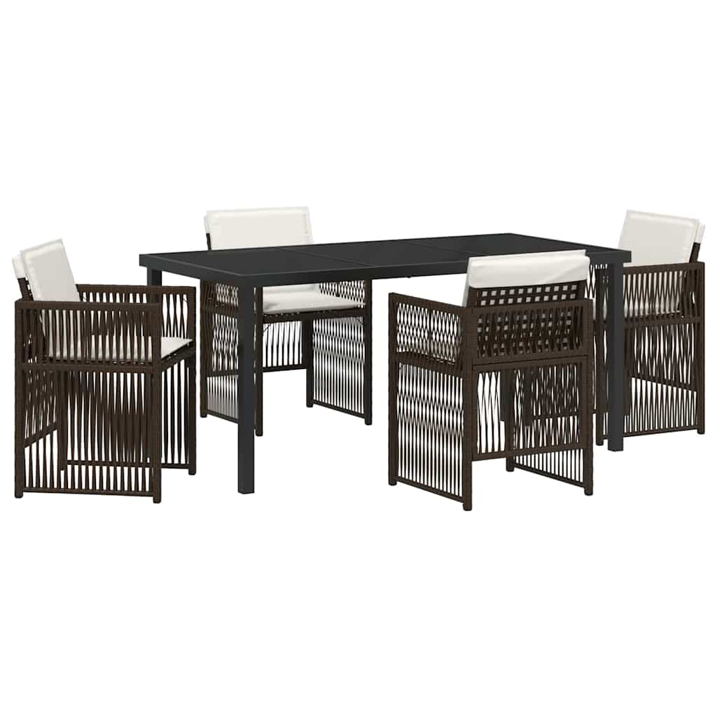 Garden Dining Set 5 pcs Brown Poly rattan