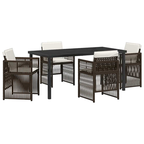 Garden Dining Set 5 pcs Brown Poly rattan