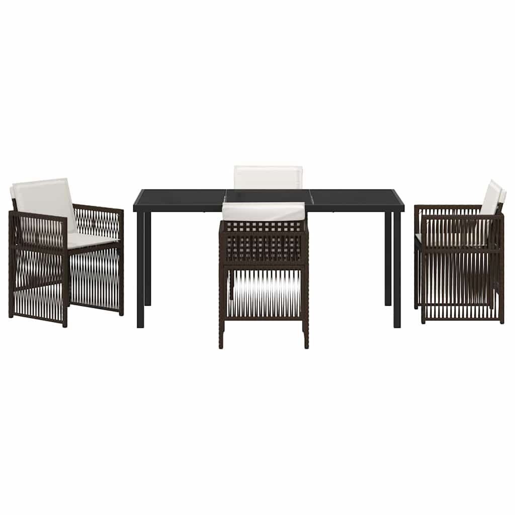 Garden Dining Set 5 pcs Brown Poly rattan