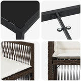 Garden Dining Set 9 pcs Brown Powder-Coated Steel