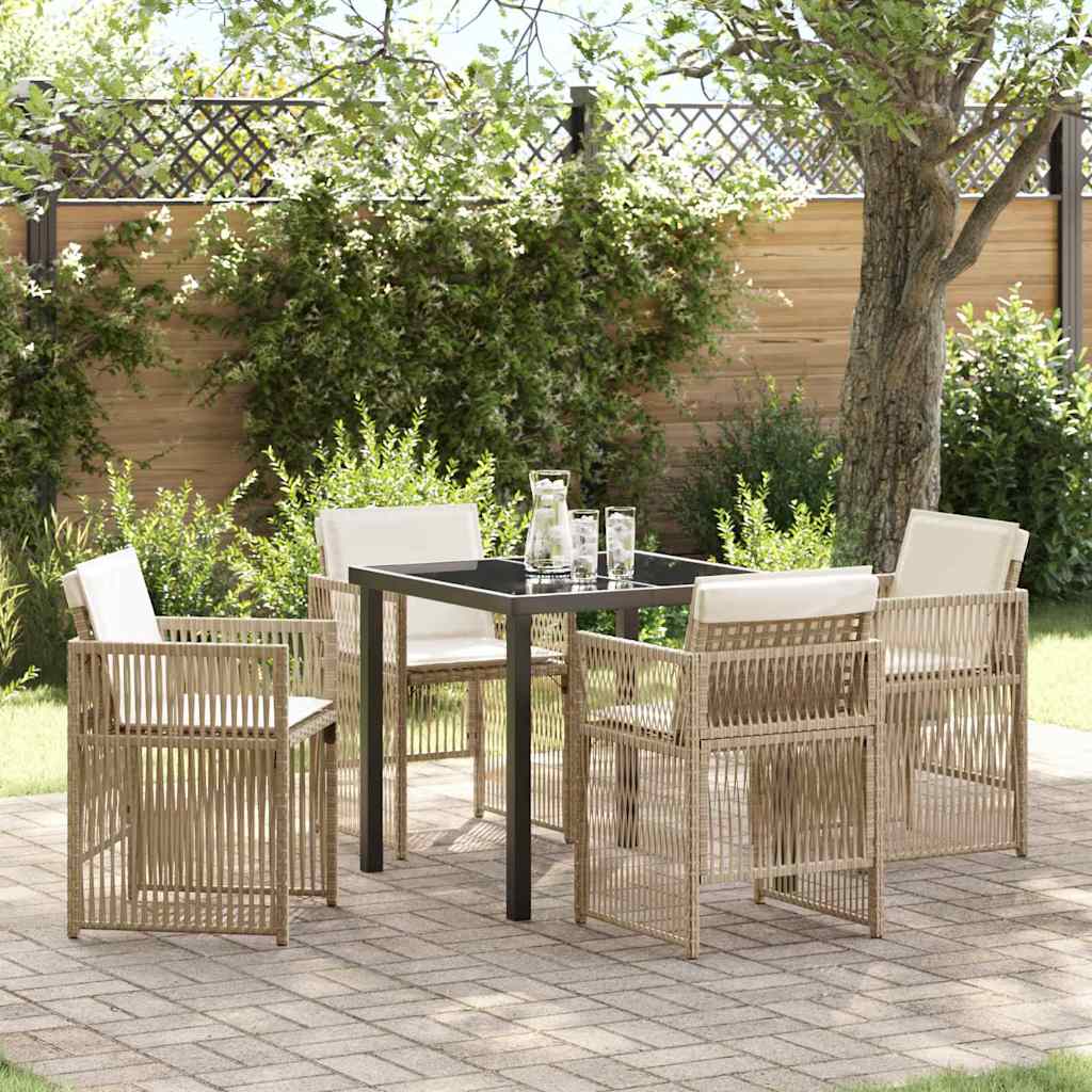 Garden Dining Set 5 pcs Beige Poly rattan