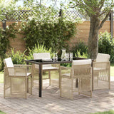 Garden Dining Set 5 pcs Beige Poly rattan