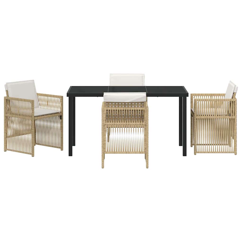 Garden Dining Set 5 pcs Beige Poly rattan