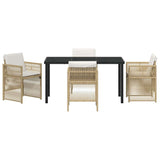 Garden Dining Set 5 pcs Beige Poly rattan