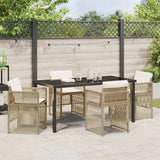 Garden Dining Set 5 pcs Beige Poly rattan