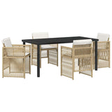 Garden Dining Set 5 pcs Beige Poly rattan