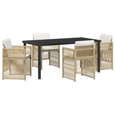 Garden Dining Set 5 pcs Beige Poly rattan