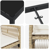 Garden Dining Set 9 pcs Beige Powder-Coated Steel