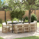 Garden Dining Set 9 pcs Beige Powder-Coated Steel
