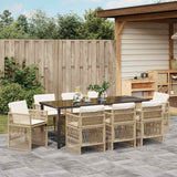 Garden Dining Set 9 pcs Beige Powder-Coated Steel