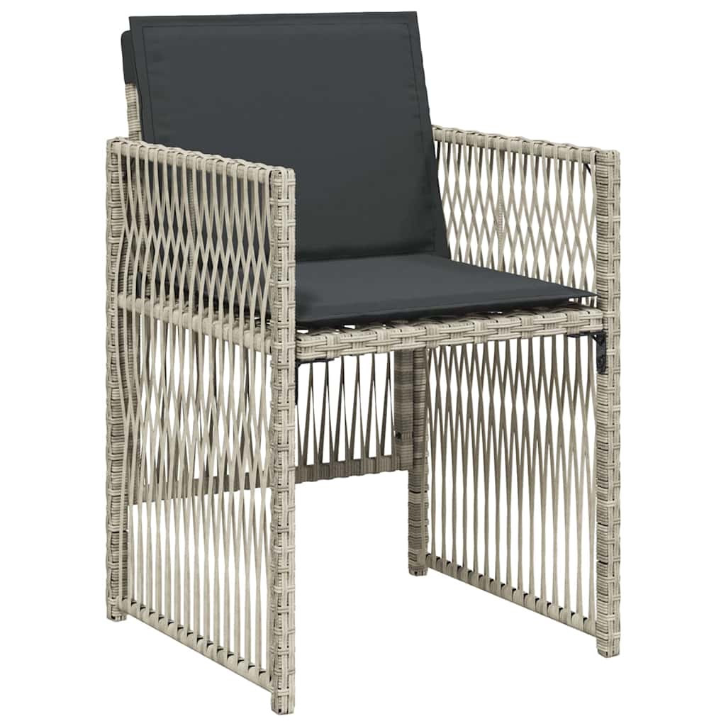 Garden Dining Set 5 pcs Light grey Poly rattan