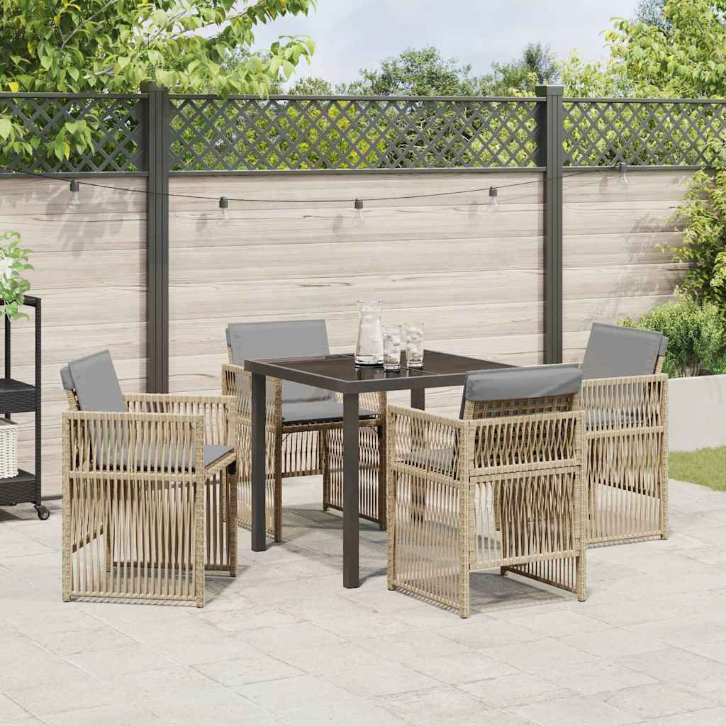 Garden Dining Set 5 pcs Beige Poly rattan