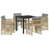 Garden Dining Set 5 pcs Beige Poly rattan