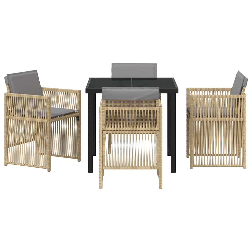 Garden Dining Set 5 pcs Beige Poly rattan