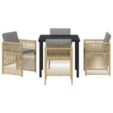 Garden Dining Set 5 pcs Beige Poly rattan