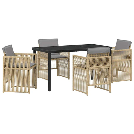 Garden Dining Set 5 pcs Beige Poly rattan