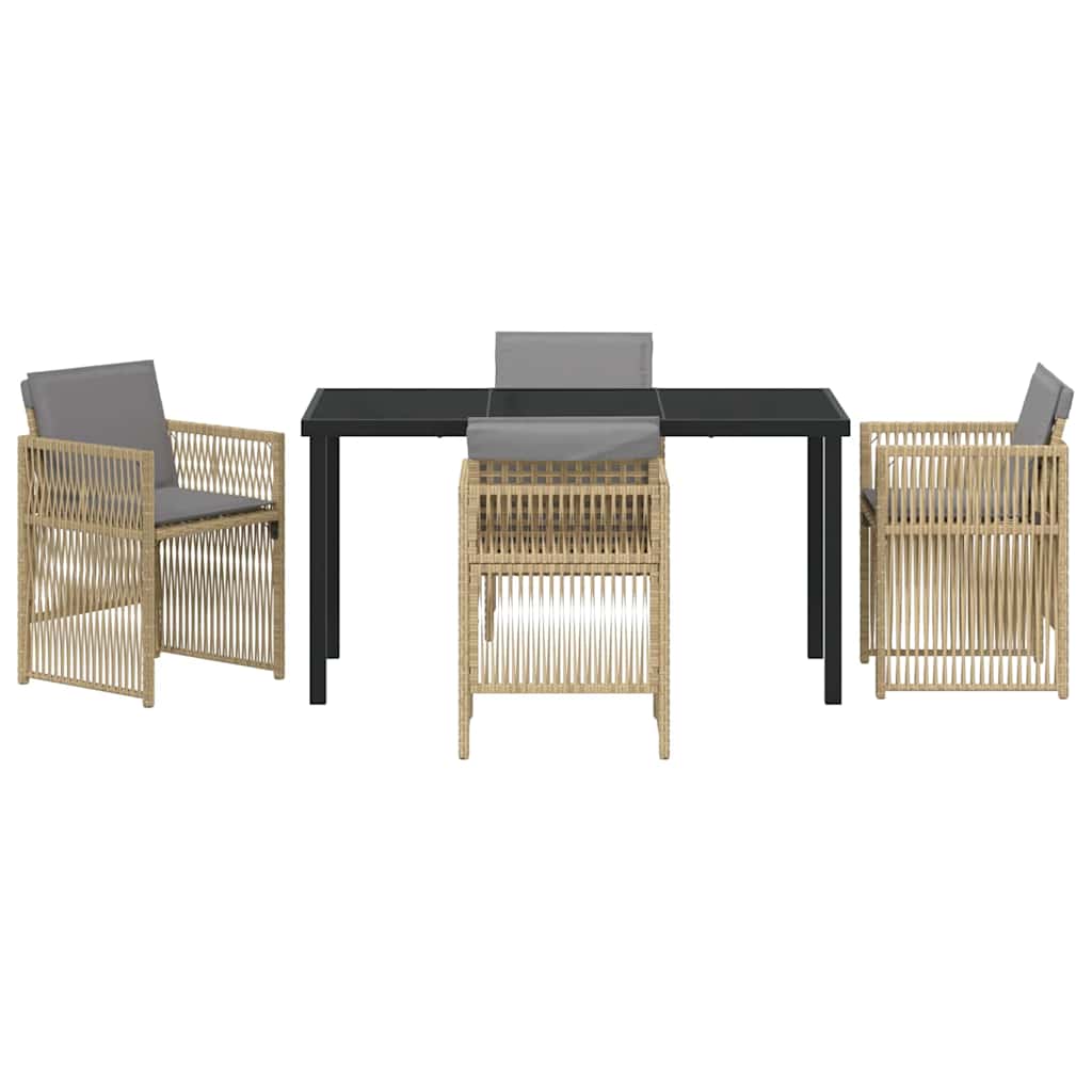 Garden Dining Set 5 pcs Beige Poly rattan