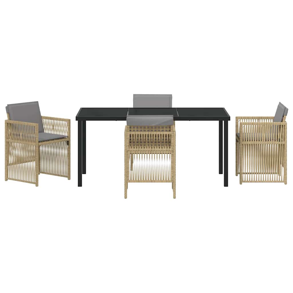 Garden Dining Set 5 pcs Beige Poly rattan