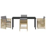 Garden Dining Set 5 pcs Beige Poly rattan
