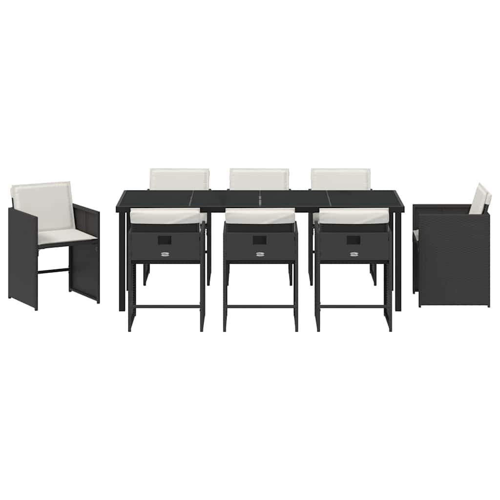 Garden Dining Set 9 pcs Black Poly Rattan
