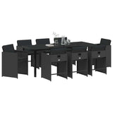Garden Dining Set 9 pcs Black Poly Rattan