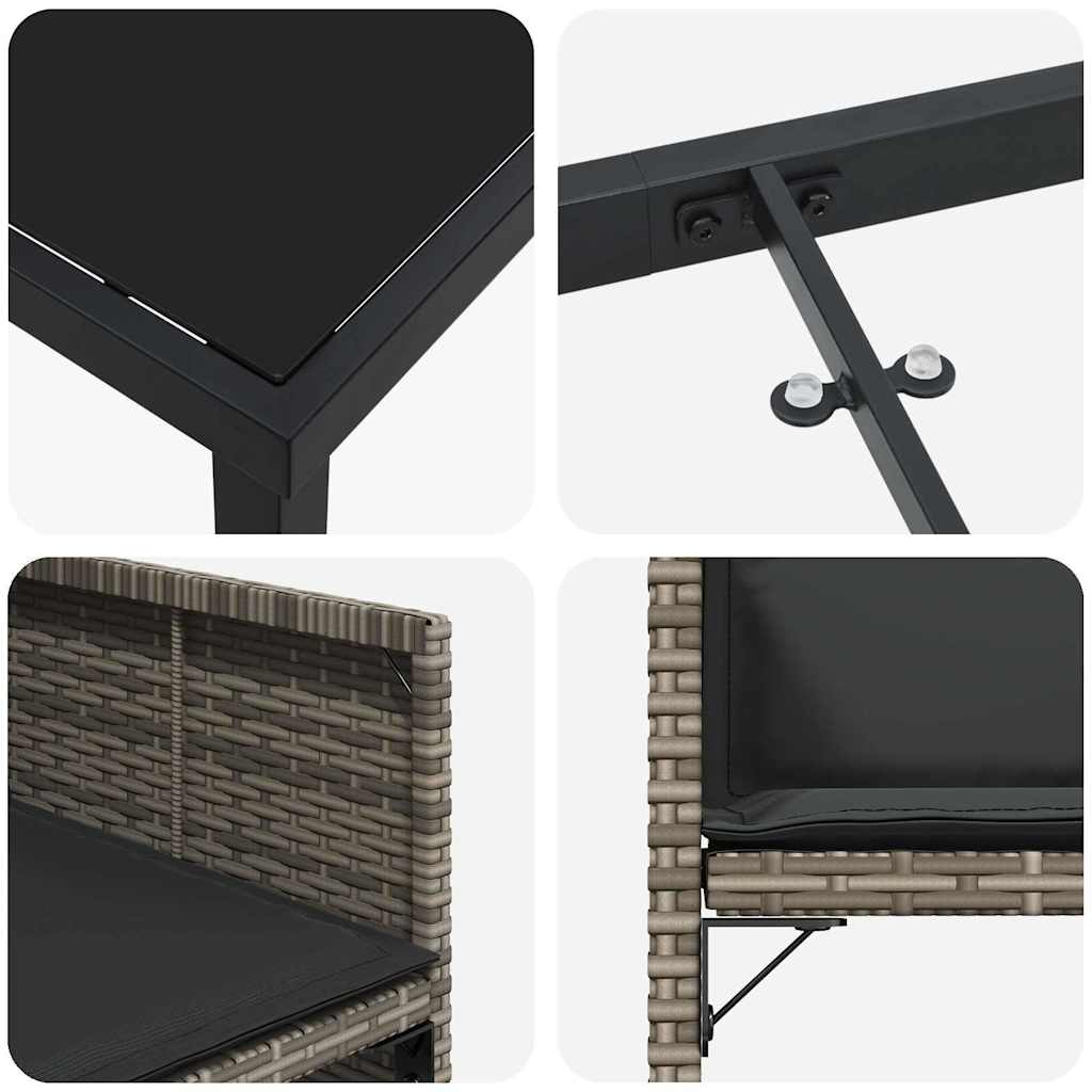 Garden Dining Set 9 pcs Grey Poly Rattan