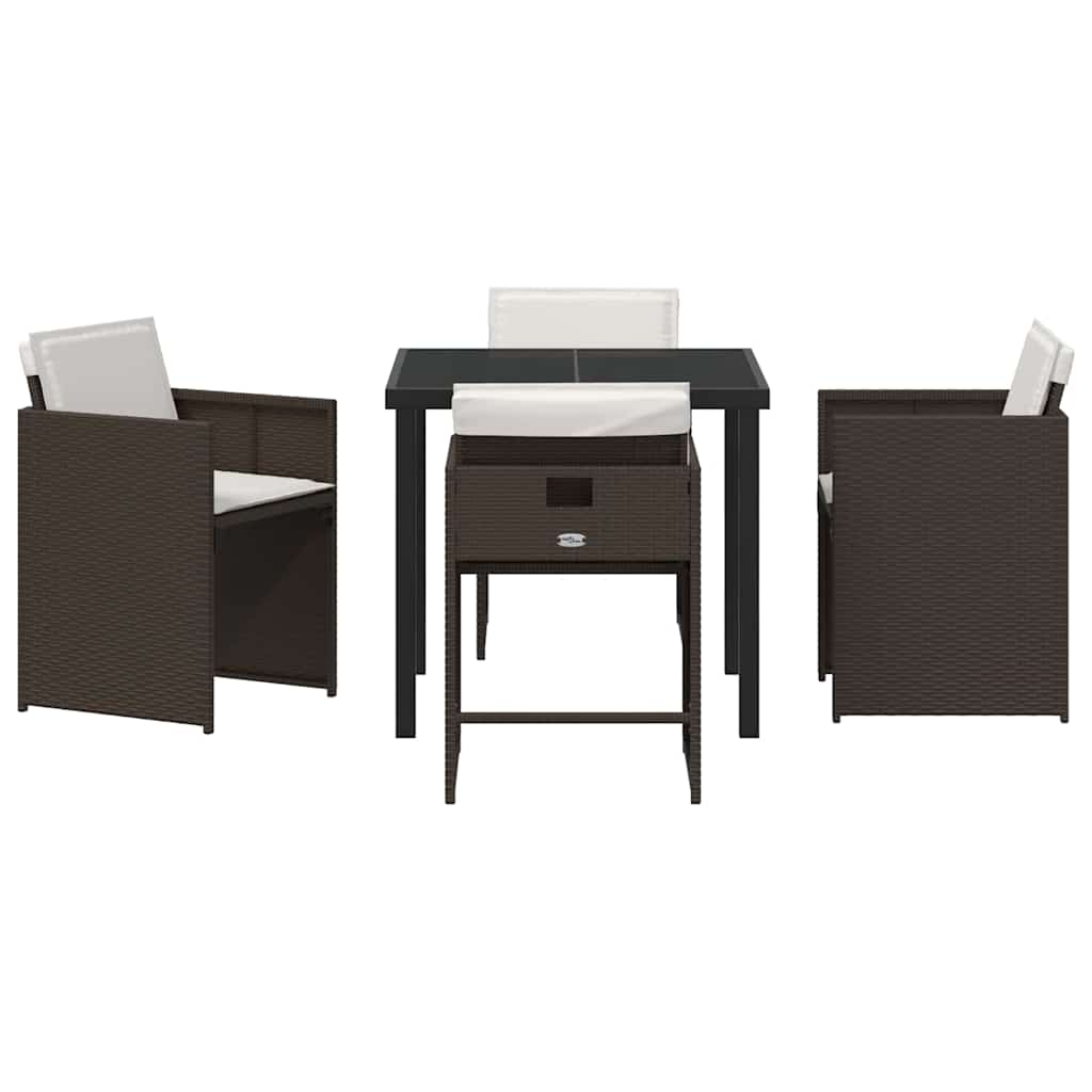 Garden Dining Set 5 pcs Brown Poly Rattan