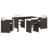 Garden Dining Set 5 pcs Brown Poly Rattan