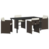 Garden Dining Set 5 pcs Brown Poly Rattan
