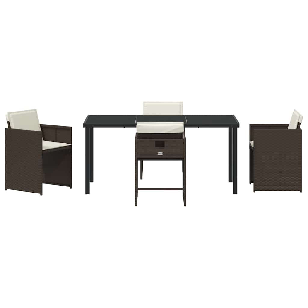 Garden Dining Set 5 pcs Brown Poly Rattan