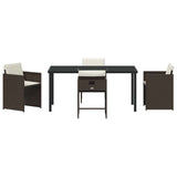 Garden Dining Set 5 pcs Brown Poly Rattan