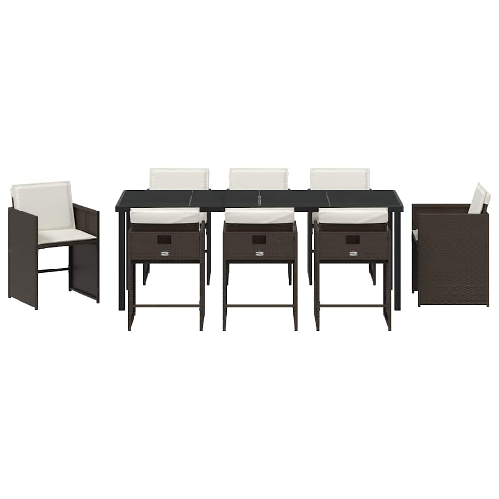 Garden Dining Set 9 pcs Brown Poly Rattan