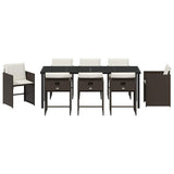 Garden Dining Set 9 pcs Brown Poly Rattan