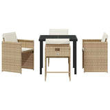 Garden Dining Set 5 pcs Beige Poly Rattan