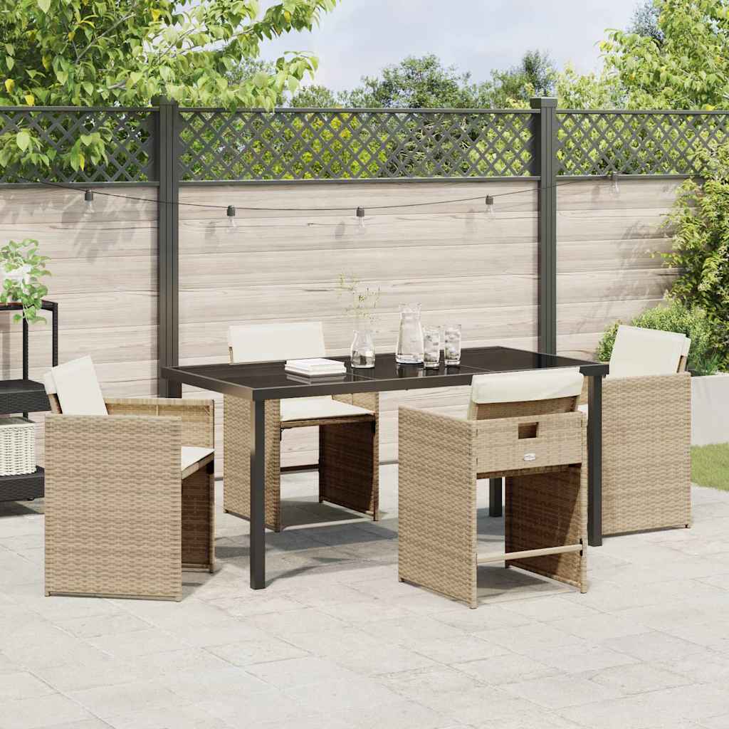 Garden Dining Set 5 pcs Beige Poly Rattan