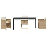 Garden Dining Set 5 pcs Beige Poly Rattan