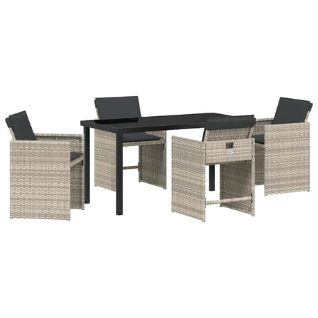 Garden Dining Set 5 pcs Light Grey Poly Rattan