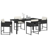 Garden Dining Set 5 pcs Black Poly Rattan