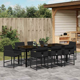 Garden Dining Set 9 pcs Black Poly Rattan