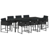 Garden Dining Set 9 pcs Black Poly Rattan