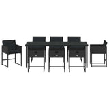Garden Dining Set 9 pcs Black Poly Rattan