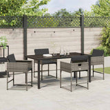 Garden Dining Set 5 pcs Grey Poly Rattan