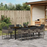 Garden Dining Set 9 pcs Grey Poly Rattan