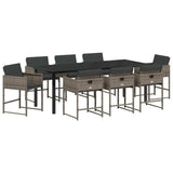 Garden Dining Set 9 pcs Grey Poly Rattan