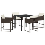 Garden Dining Set 5 pcs Brown Poly Rattan