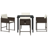 Garden Dining Set 5 pcs Brown Poly Rattan