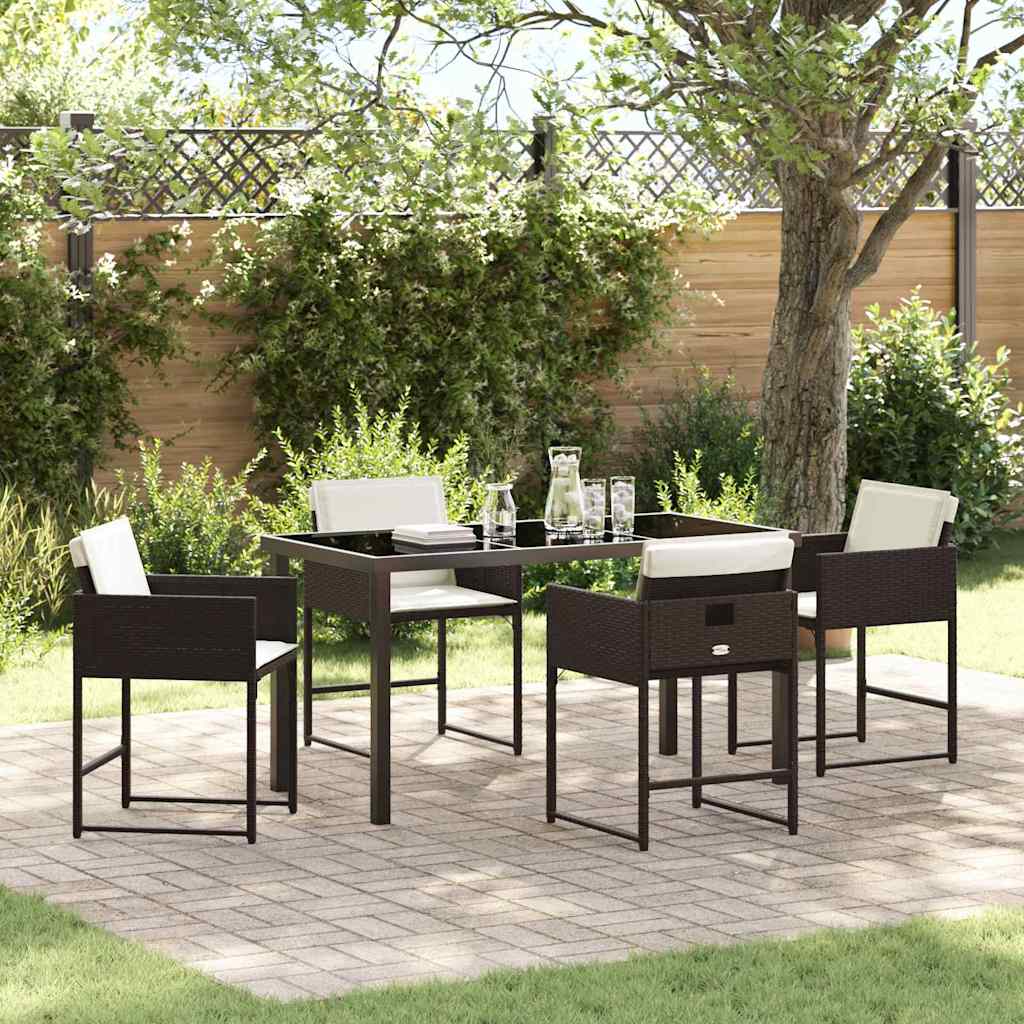 Garden Dining Set 5 pcs Brown Poly Rattan