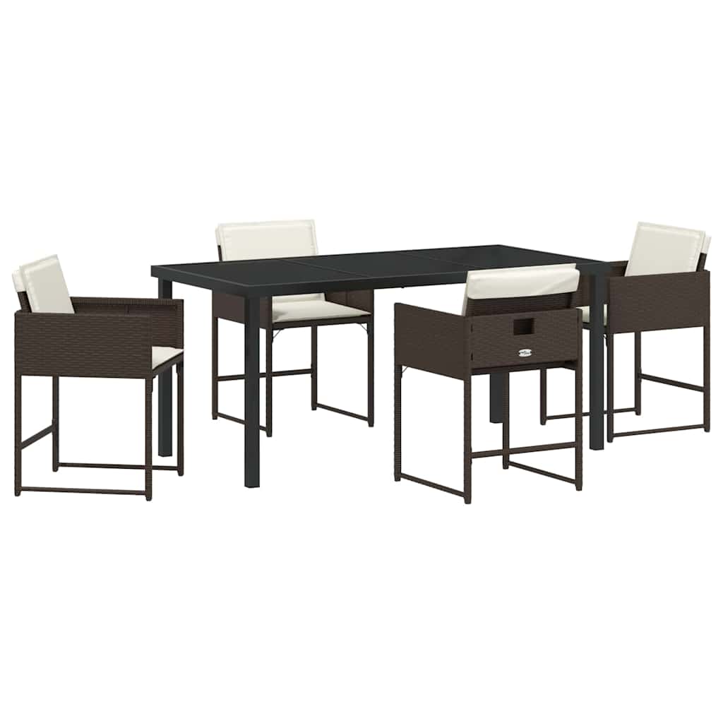 Garden Dining Set 5 pcs Brown Poly Rattan