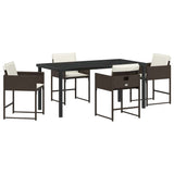 Garden Dining Set 5 pcs Brown Poly Rattan
